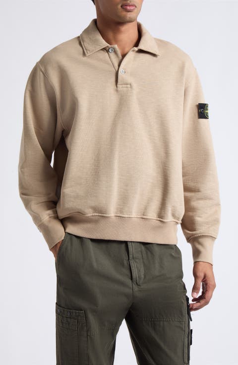 Cotton French Terry Polo Sweatshirt