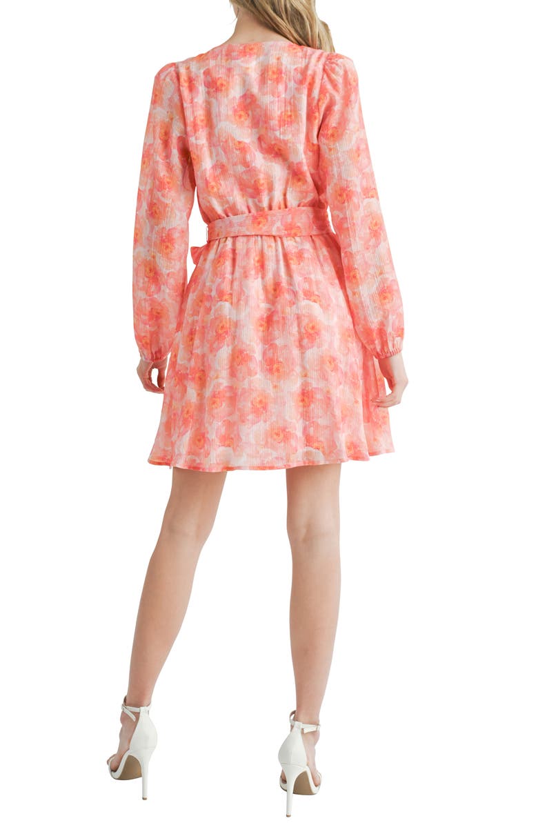 Mila Mae Floral Wrap Front Long Sleeve Dress, Alternate, color, 