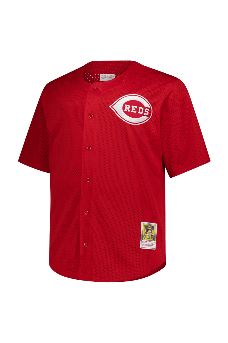 Men's Mitchell & Ness Deion Sanders Red Cincinnati Reds Big & Tall Cooperstown Mesh Batting Practice Jersey, Alternate, color, Red