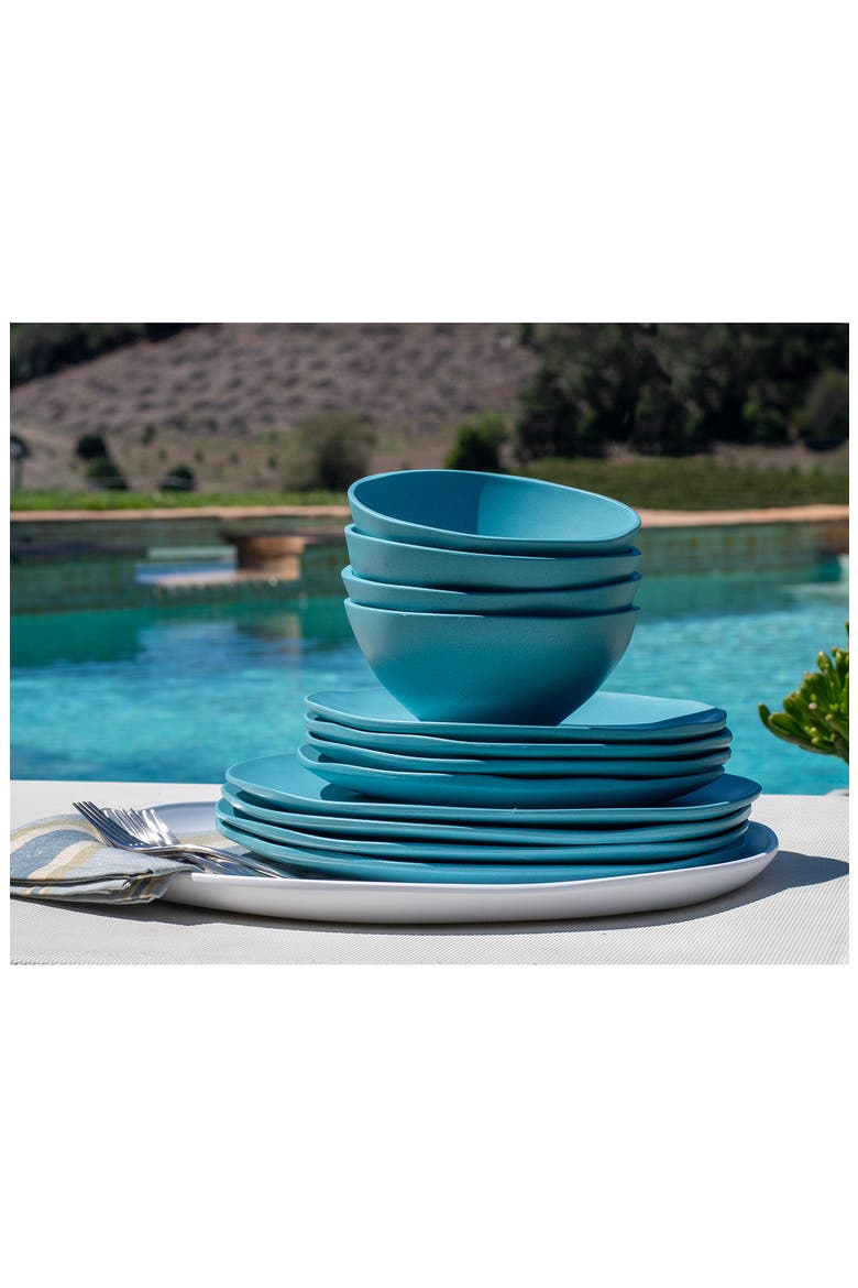 Organic Coupe Wheat Set of Twelve Melamine Dinnerware Set, Alternate, color, BLUE