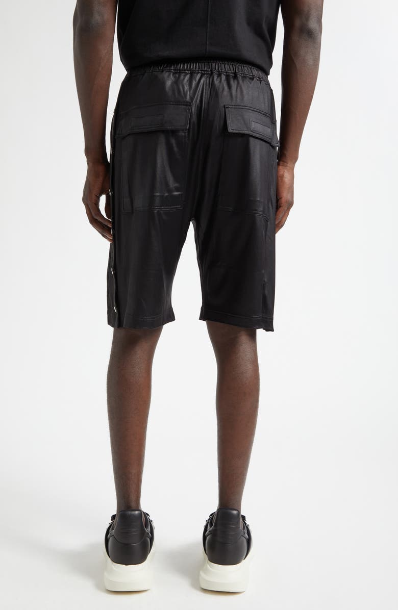 Rick Owens DRKSHDW Wide Pusher Liquid Jersey Shorts, Alternate, color, Black