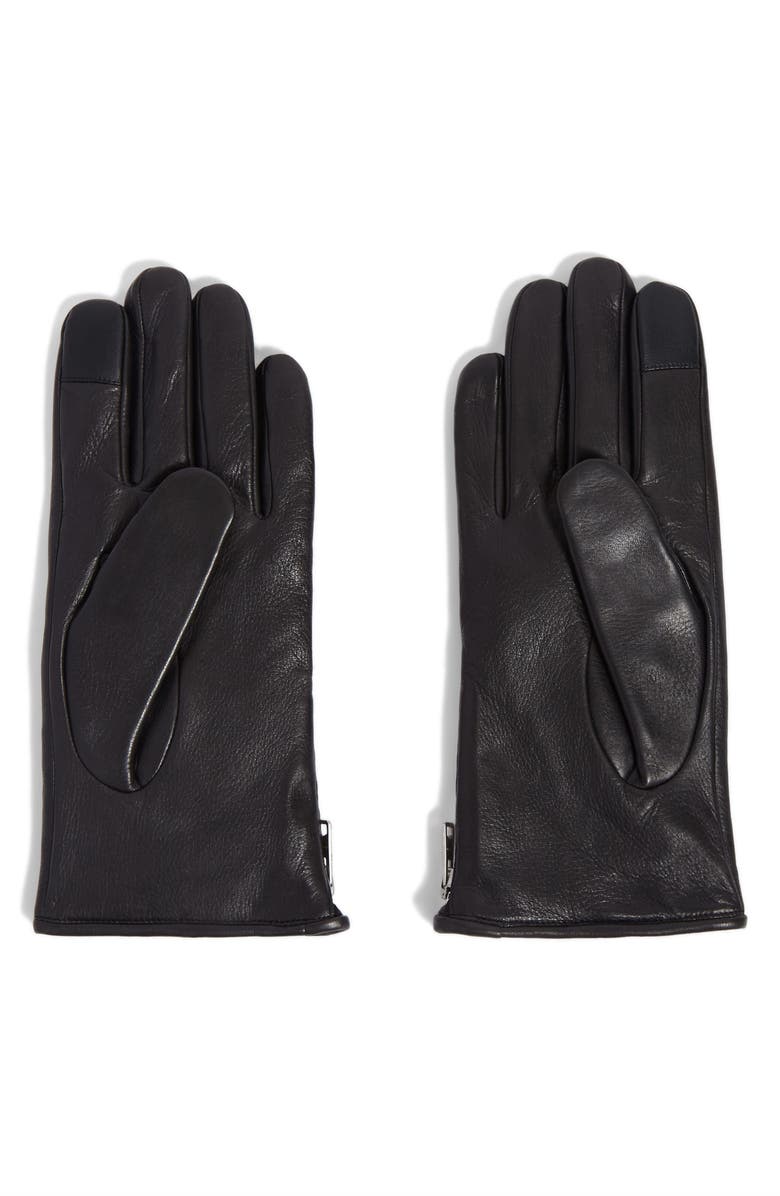 AllSaints Zip Deerskin Leather Gloves, Alternate, color, 