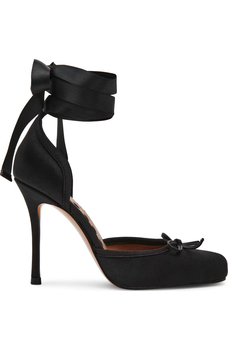 Steve Madden Larina Ankle Wrap Pump, Alternate, color, Black Satin