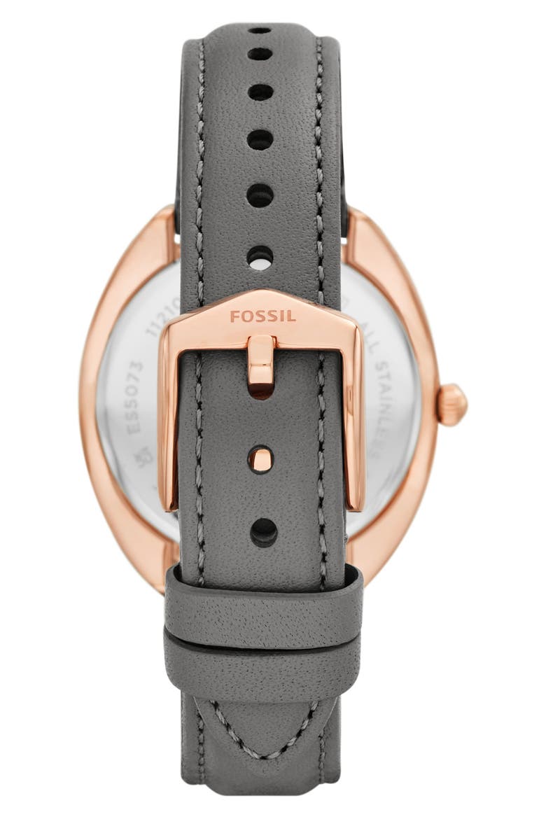 Gabby Leather Strap Watch, 34mm, Alternate, color, GREY