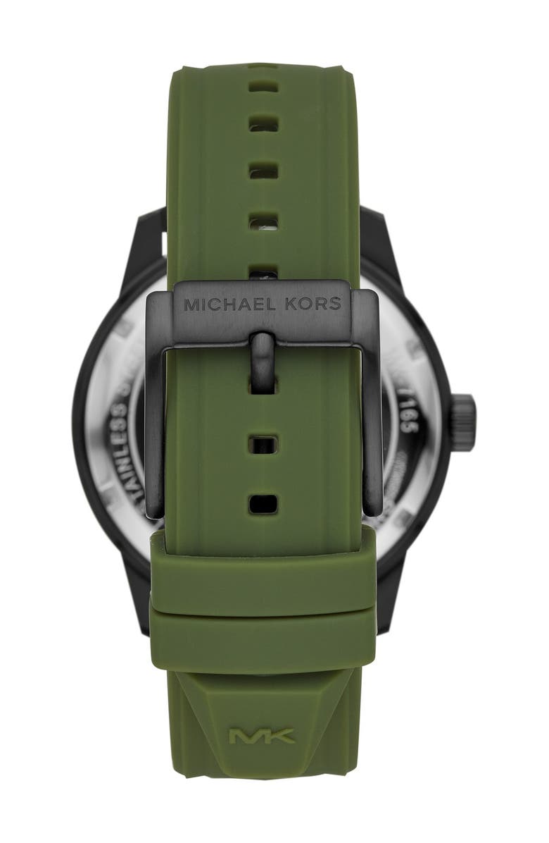 MICHAEL Michael Kors Men's Cunningham Multifunction Olive Silicone Watch, 44mm, Alternate, color, 