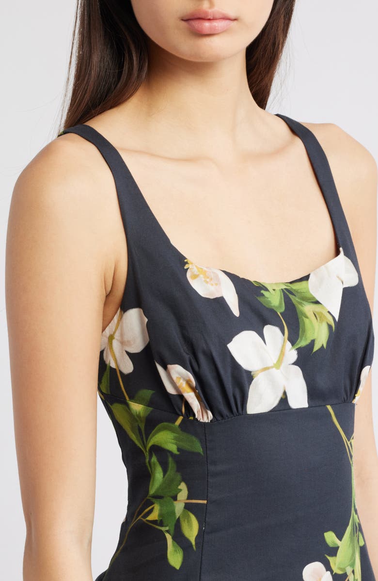 Julia Jordan Floral Square Neck Cotton Dress, Alternate, color, Black Multi