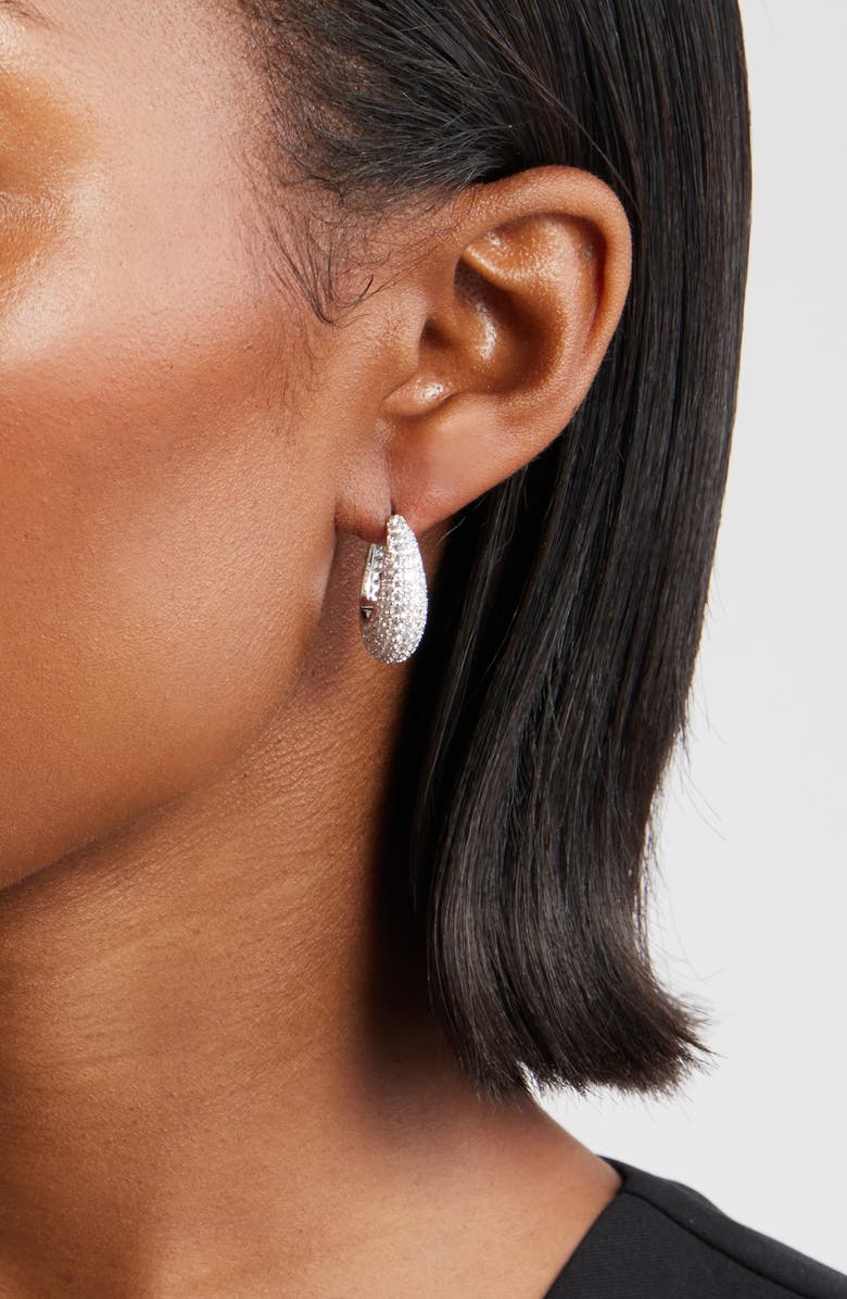 Nordstrom Cubic Zirconia Pavé Oval Hoop Earrings, Alternate, color, Clear- Silver