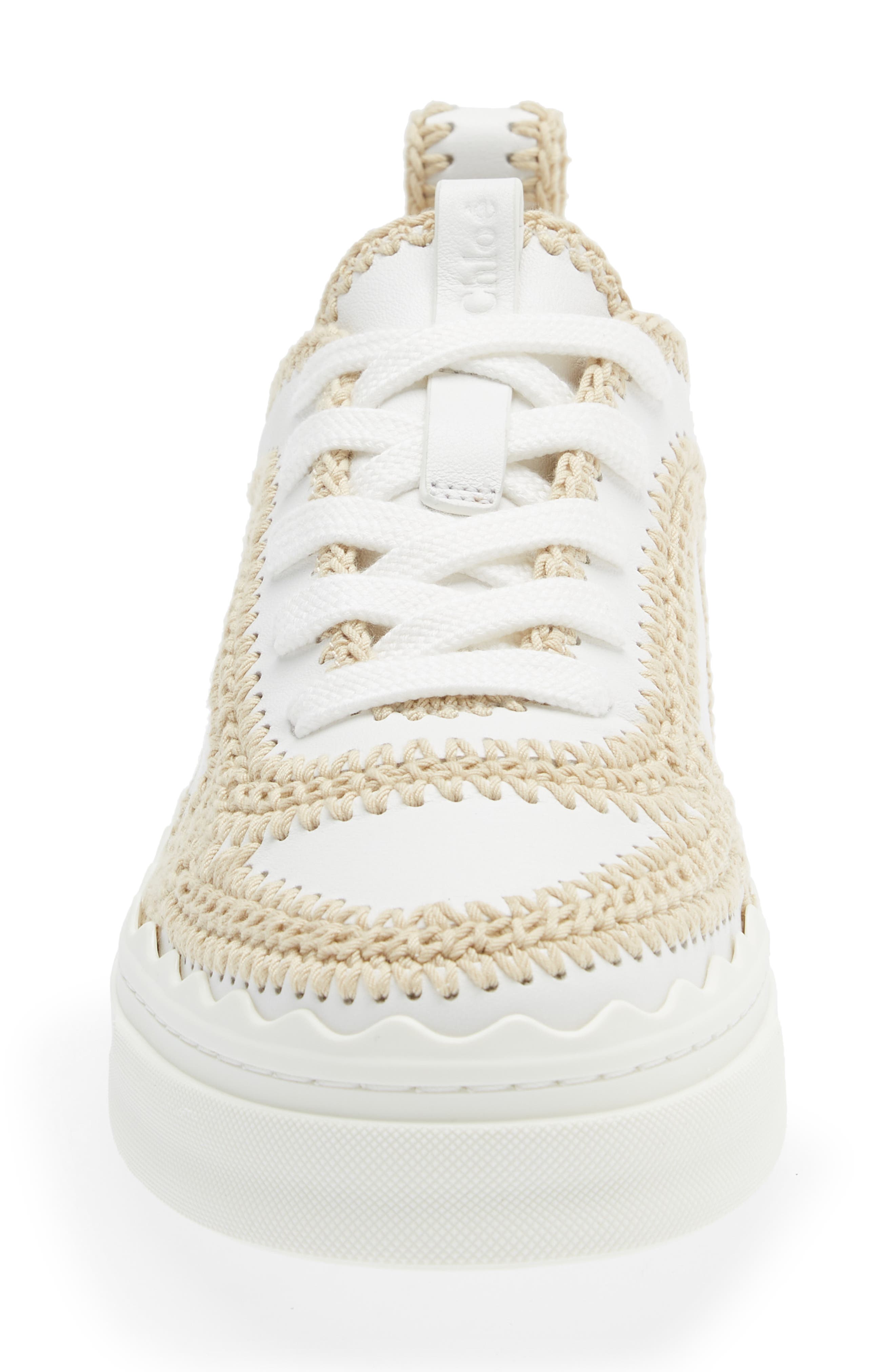 Chloé Lauren Crochet Trim Sneaker, Alternate, color, 