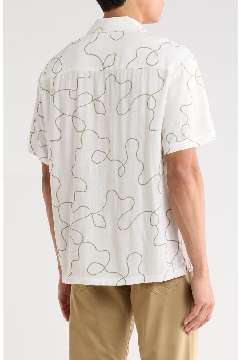 Abstract Print Textured Camp Shirt, Alternate, color, WHITE