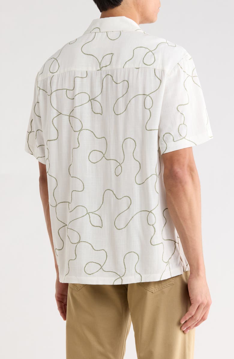 DENIM AND FLOWER Abstract Print Textured Camp Shirt, Alternate, color, White
