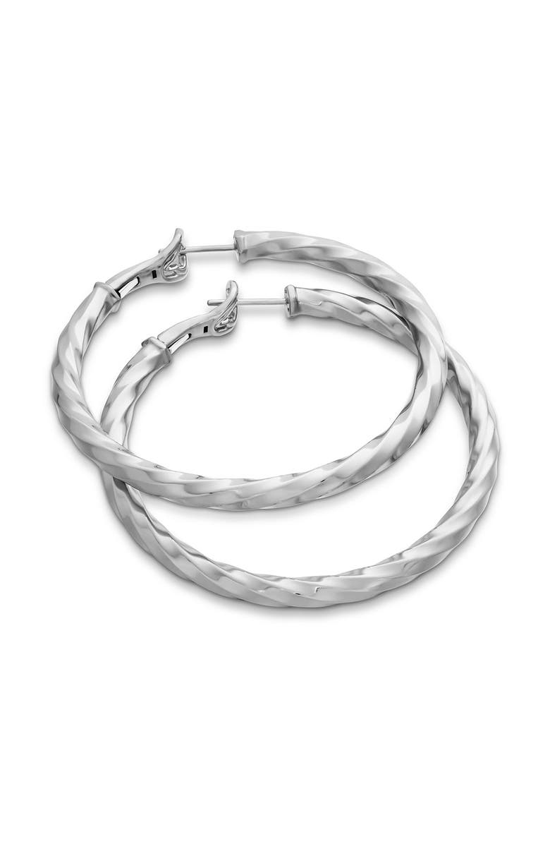 David Yurman Cable Edge<sup>™</sup> Hoop Earrings in Recycled Sterling Silver, Alternate, color,