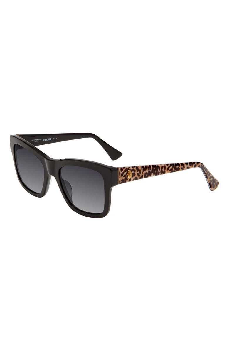 Kurt Geiger London 56mm Square Sunglasses, Alternate, color, Black Animalier/ Dark Grey Sf