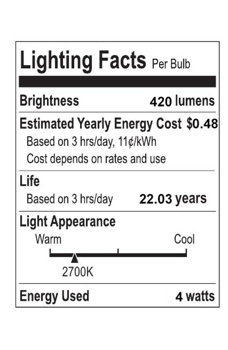 JONATHAN Y Classic Non-Dimmable G45-4W LED Edison Bulbs with E26 Base, 80+ CRI, Warm White 2700K, 420 Lumens, Clear, Alternate, color, Clear