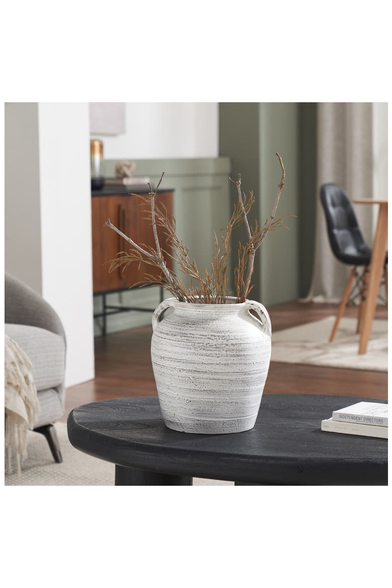 Clay Decorative Vase, Alternate, color, WHITE
