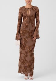 RACHEL Rachel Roy Juliet Long Sleeve Soutache Maxi Dress