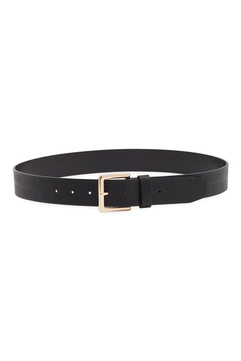 Embossed Wide Belt, Main, color, BLACK/ GOLD