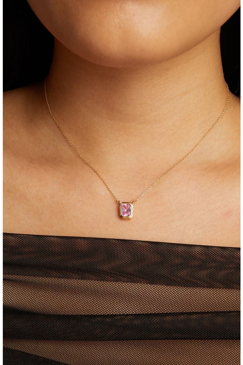 Lab Grown Pink Sapphire Heirloom Necklace, Alternate, color, Yellow Gold Vermeil