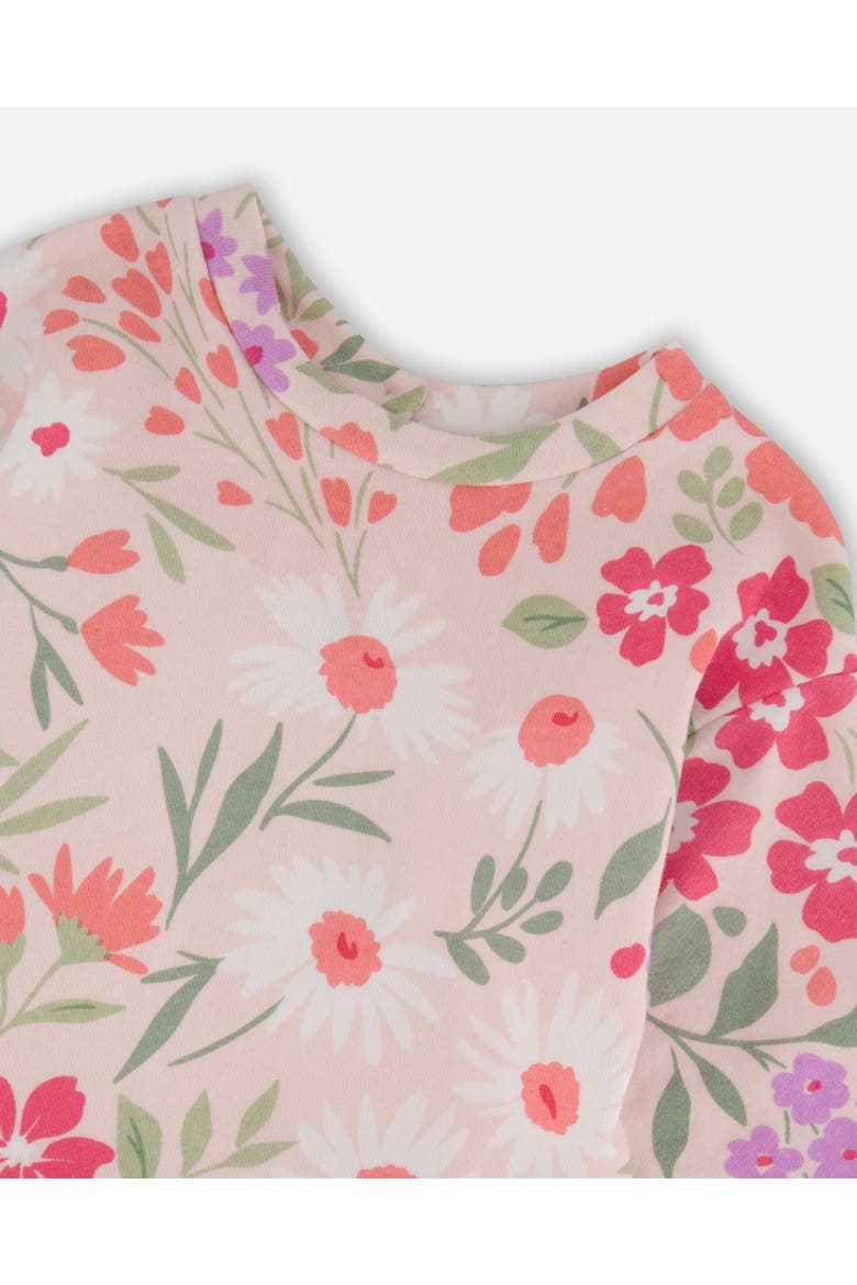 French Terry Long Sleeve Flowers Dress, Alternate, color, Pink Printed Flowers
