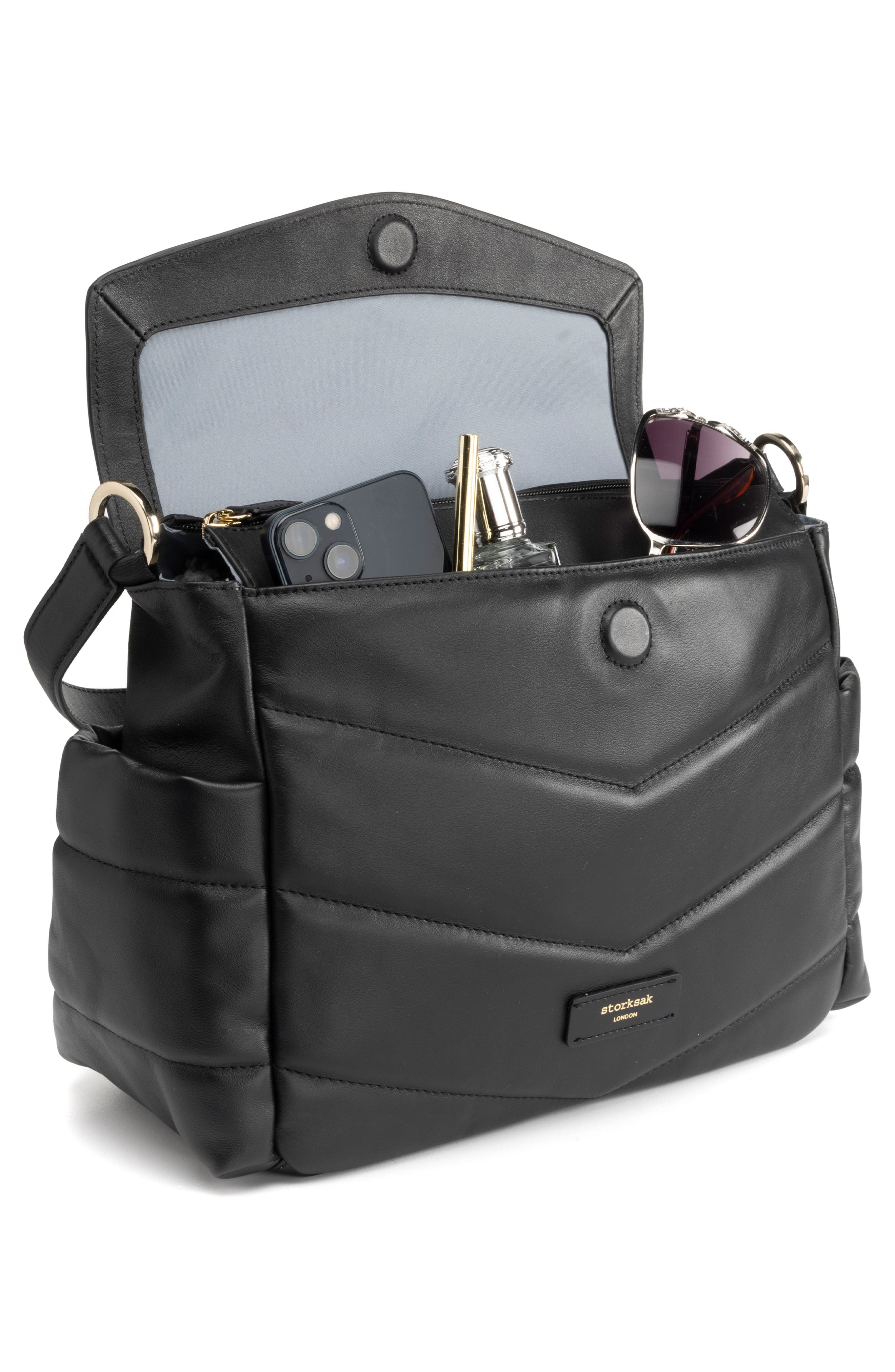 Storksak Aria Leather Diaper/Stroller Bag, Alternate, color, 