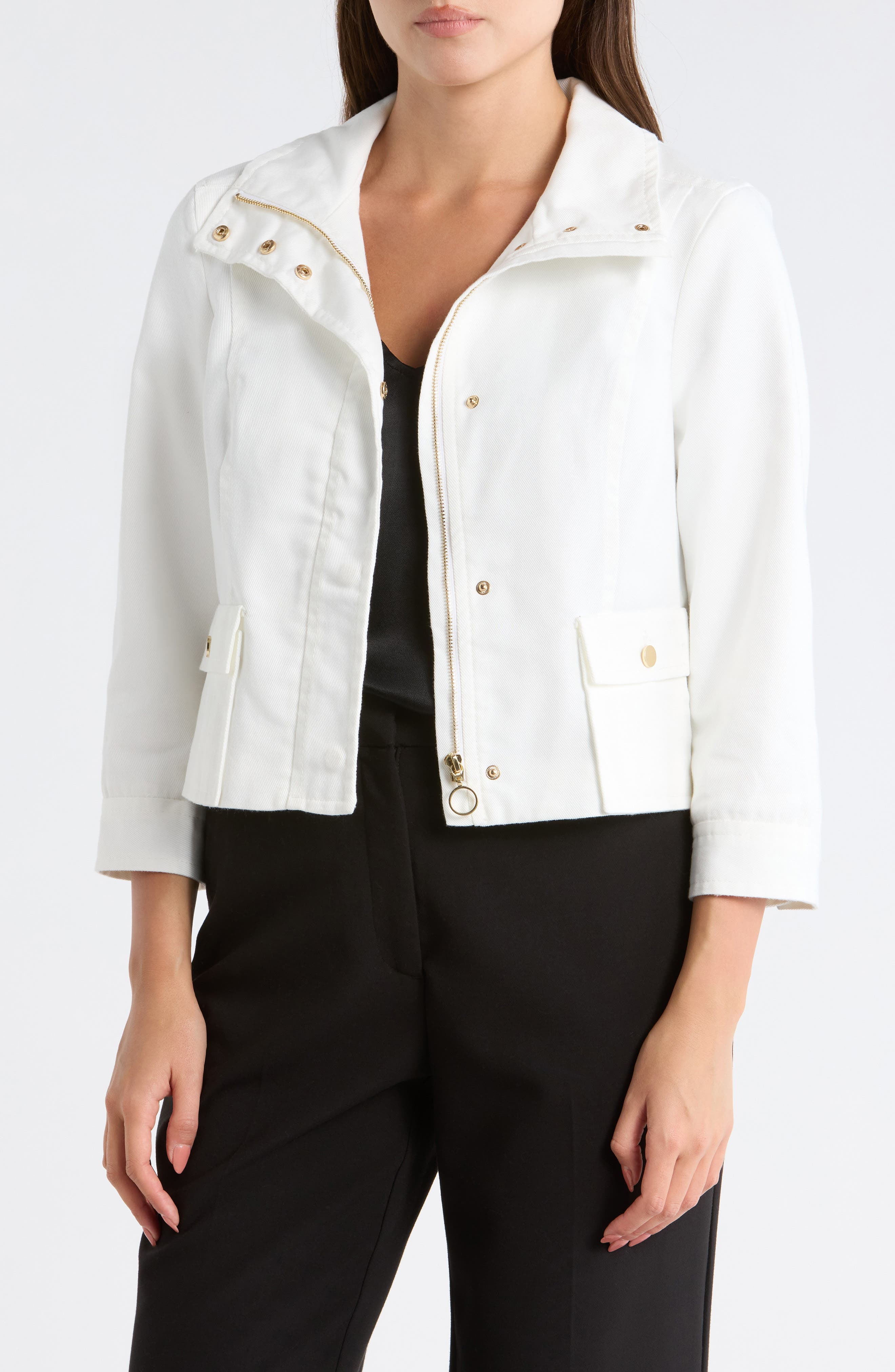 KAY UNGER SPORTSWEAR Zip Front Moto Jacket