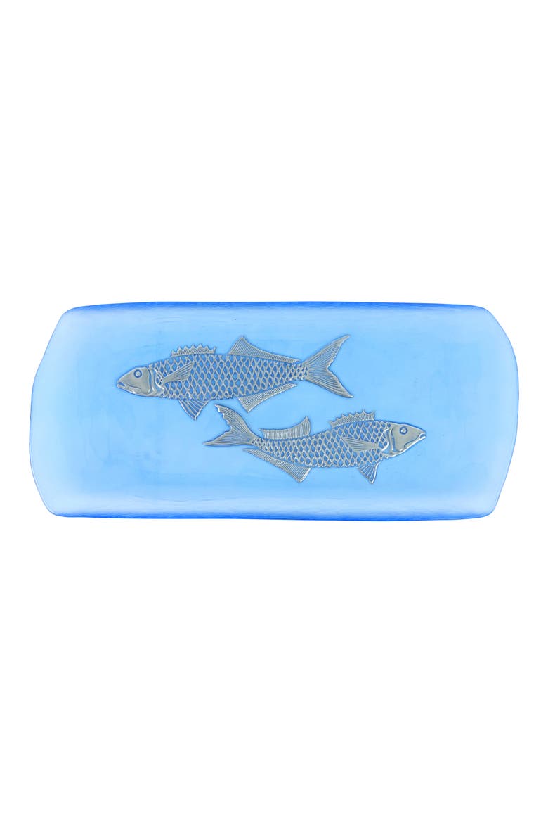 Isola Medium Glass Serving Tray, Main, color, BLUE