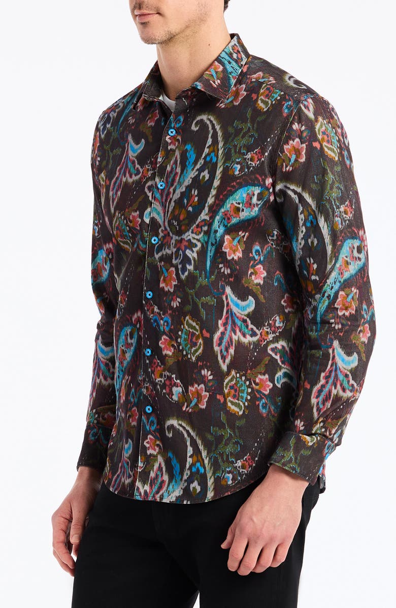 Robert Graham Montage Paisley Button-Up Shirt, Alternate, color, Black Multi