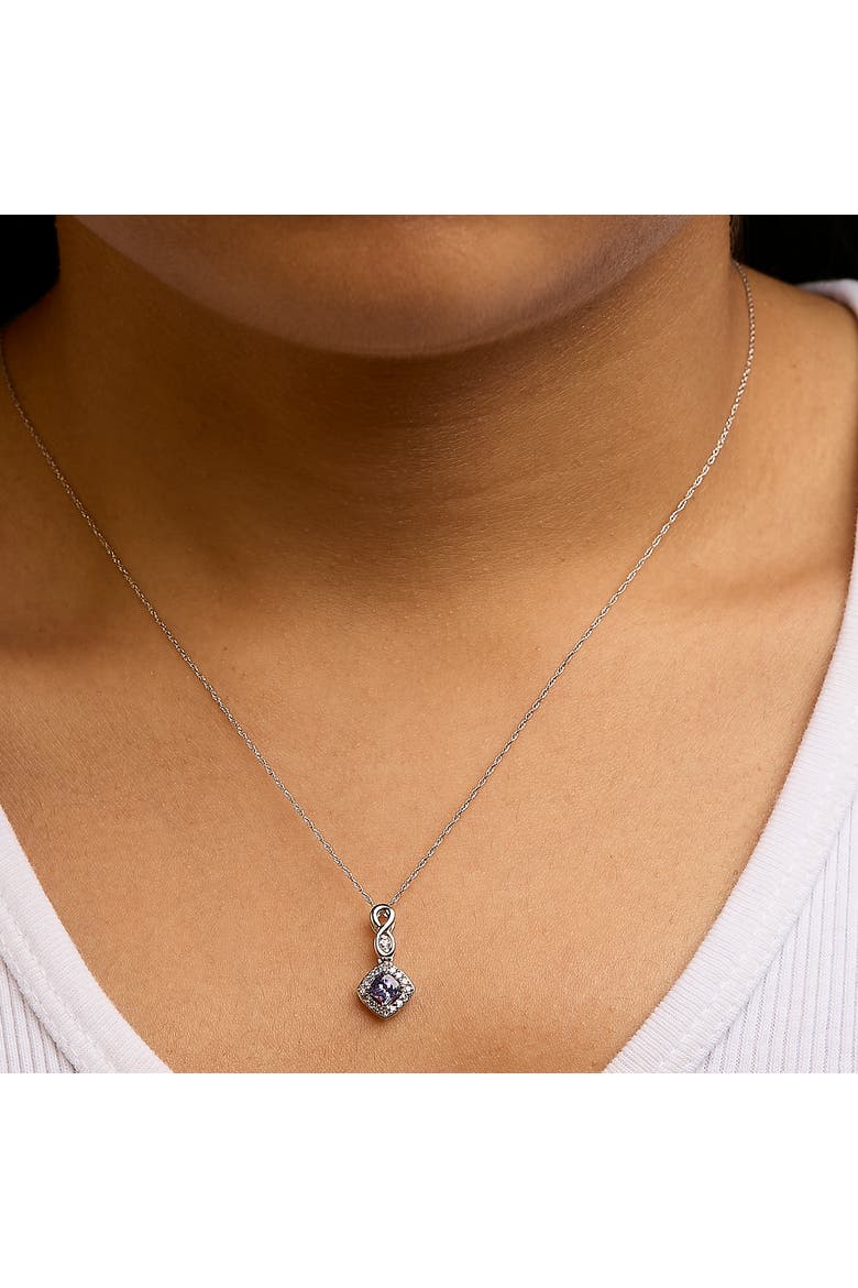 10K White Gold Blue Purple Tanzanite and Diamond Accent Drop Pendant Necklace, Alternate, color, White