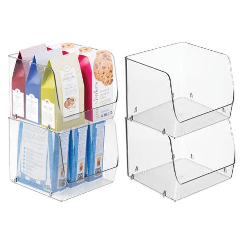 Stackable Open-Front Storage Bin - Set of 4 - Clear - Made in USA