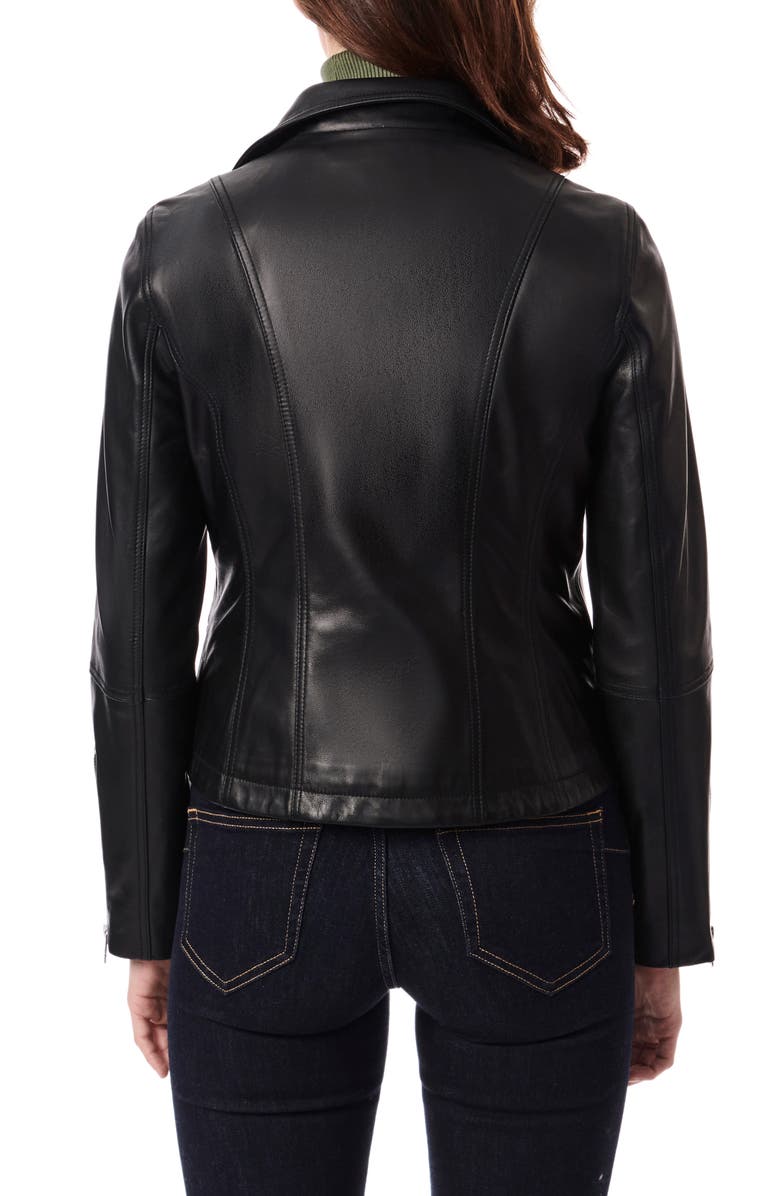 Bernardo Leather Moto Jacket, Alternate, color, Black
