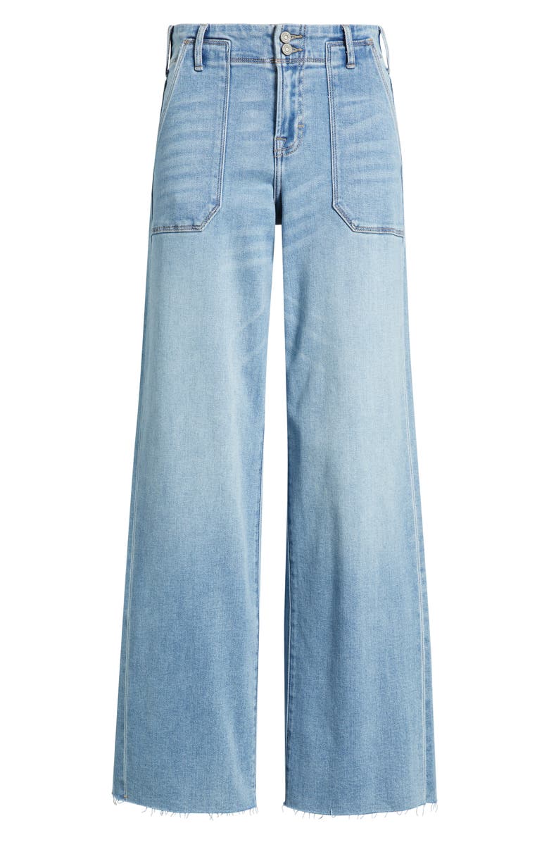 HIDDEN JEANS High Waist Raw Hem Wide Leg Dad Jeans, Alternate, color, Medium Wash