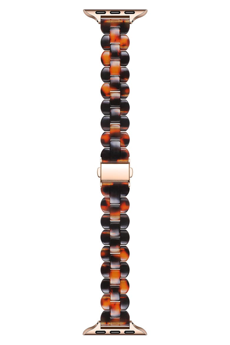 Elle Resin Link Apple Watchband, Main, color, CHOCOLATE TORTOISE