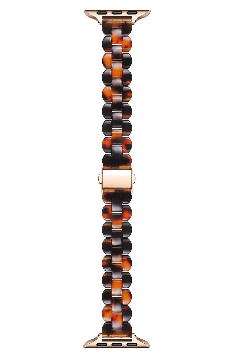Posh Tech Elle Resin Link Apple Watchband, Main, color, Chocolate Tortoise