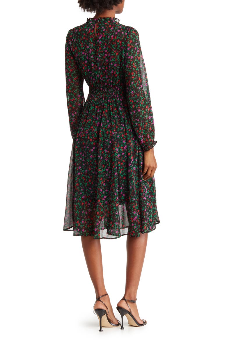 Calvin Klein Ruffle Neck Midi Dress, Alternate, color, 