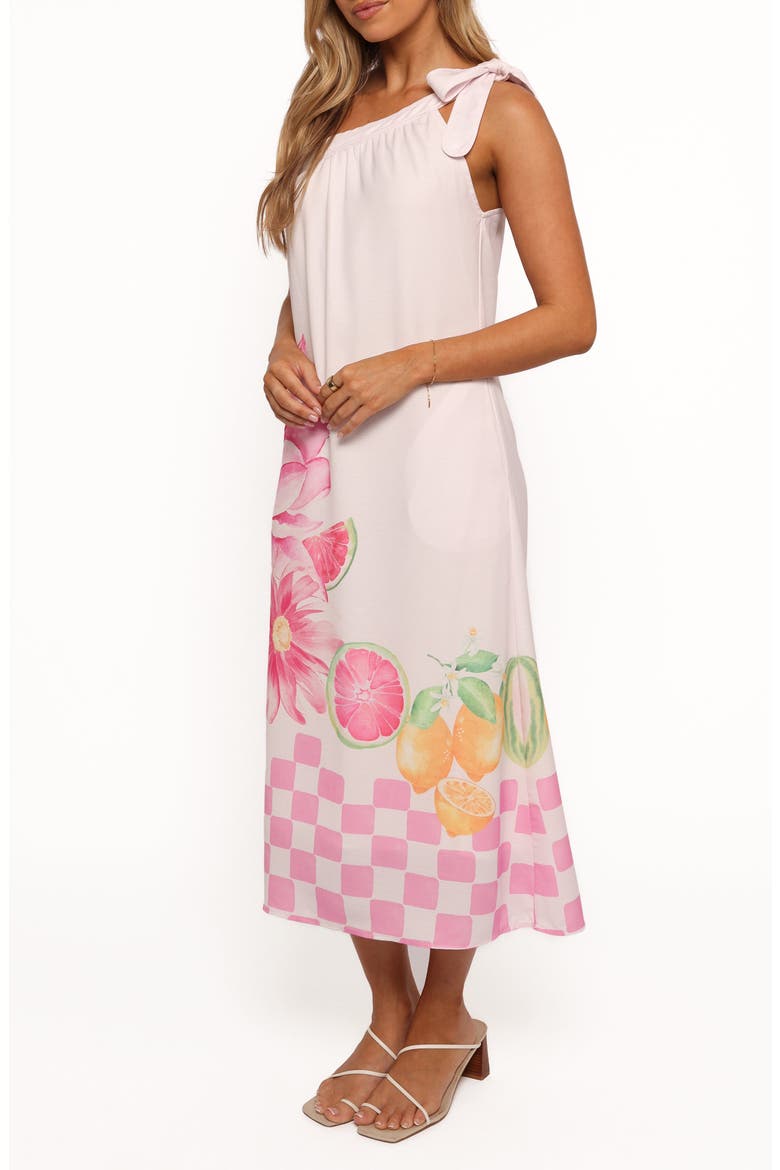 Reagan One-Shoulder Linen Blend Midi Dress, Alternate, color, PINK