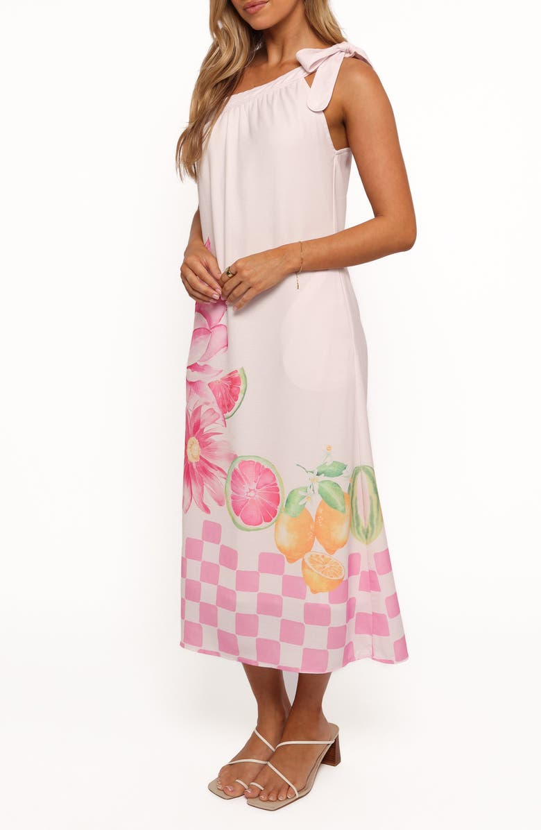Petal & Pup Reagan One-Shoulder Linen Blend Midi Dress, Alternate, color, Pink