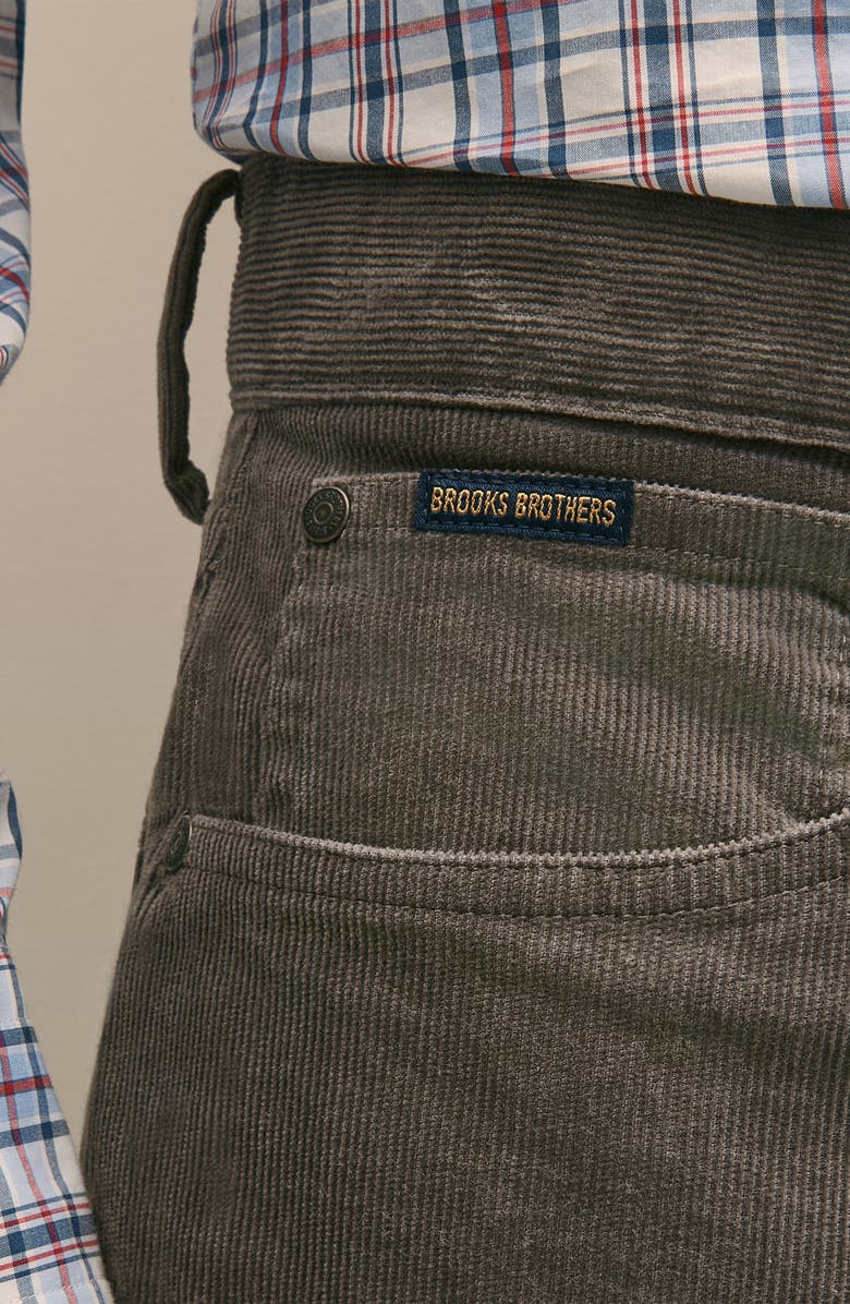 Brooks Brothers Stretch Cotton Corduroy Five Pocket Pants, Alternate, color, Charcoal Gray