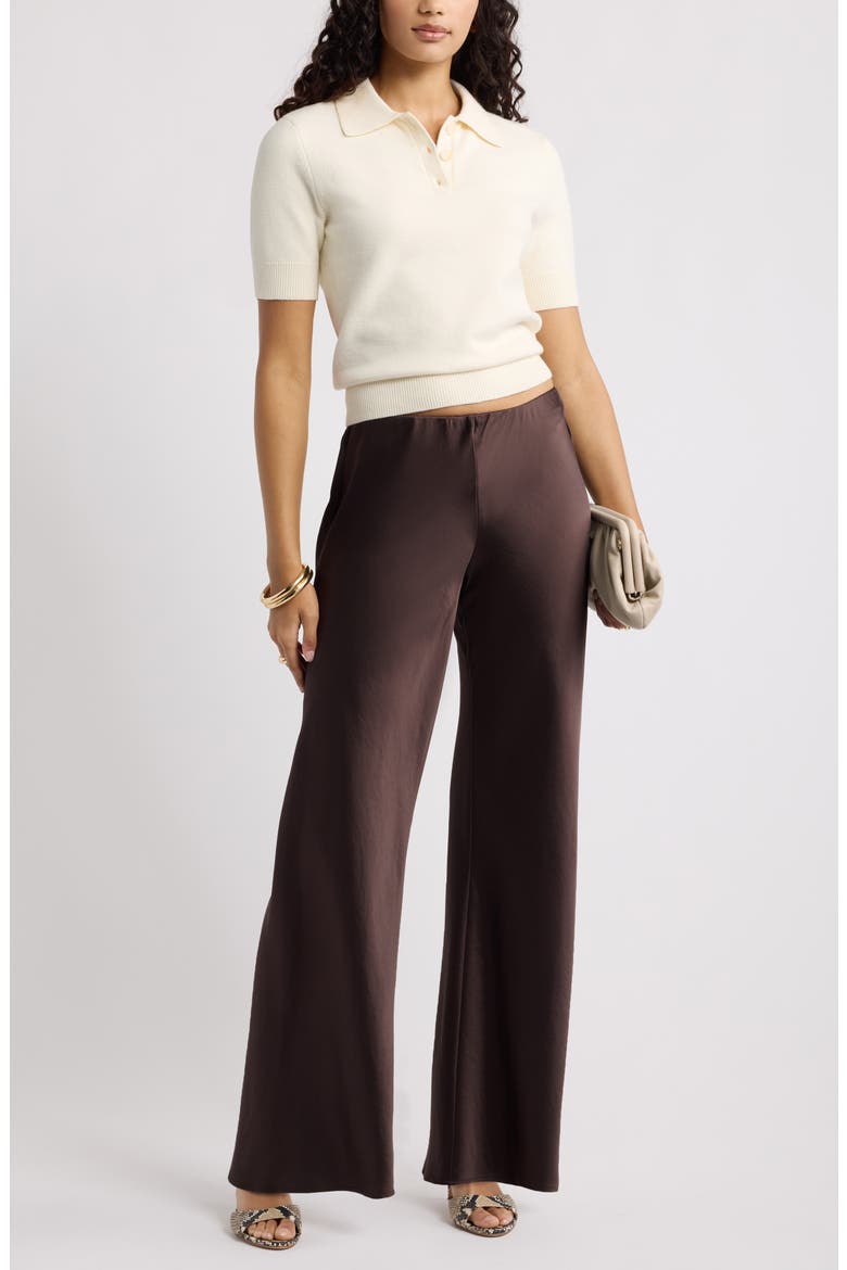 Short Sleeve Polo Sweater, Alternate, color, IVORY DOVE
