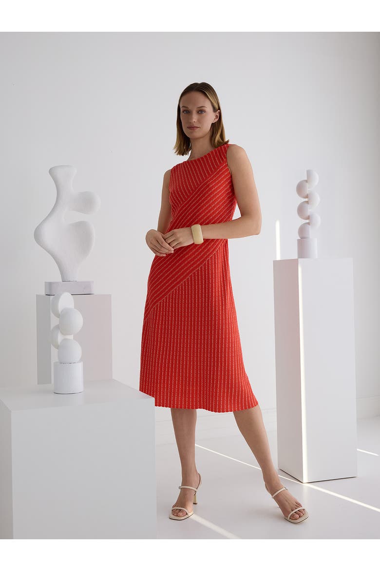 Striped Lined Soft Knit Midi Dress, Alternate, color, Cherry Ember/Biscotti