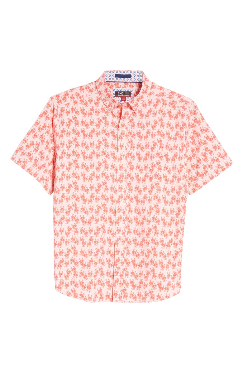Johnston & Murphy XC4 Non-Iron Lobster Short Sleeve Button-Up Shirt, Alternate, color,