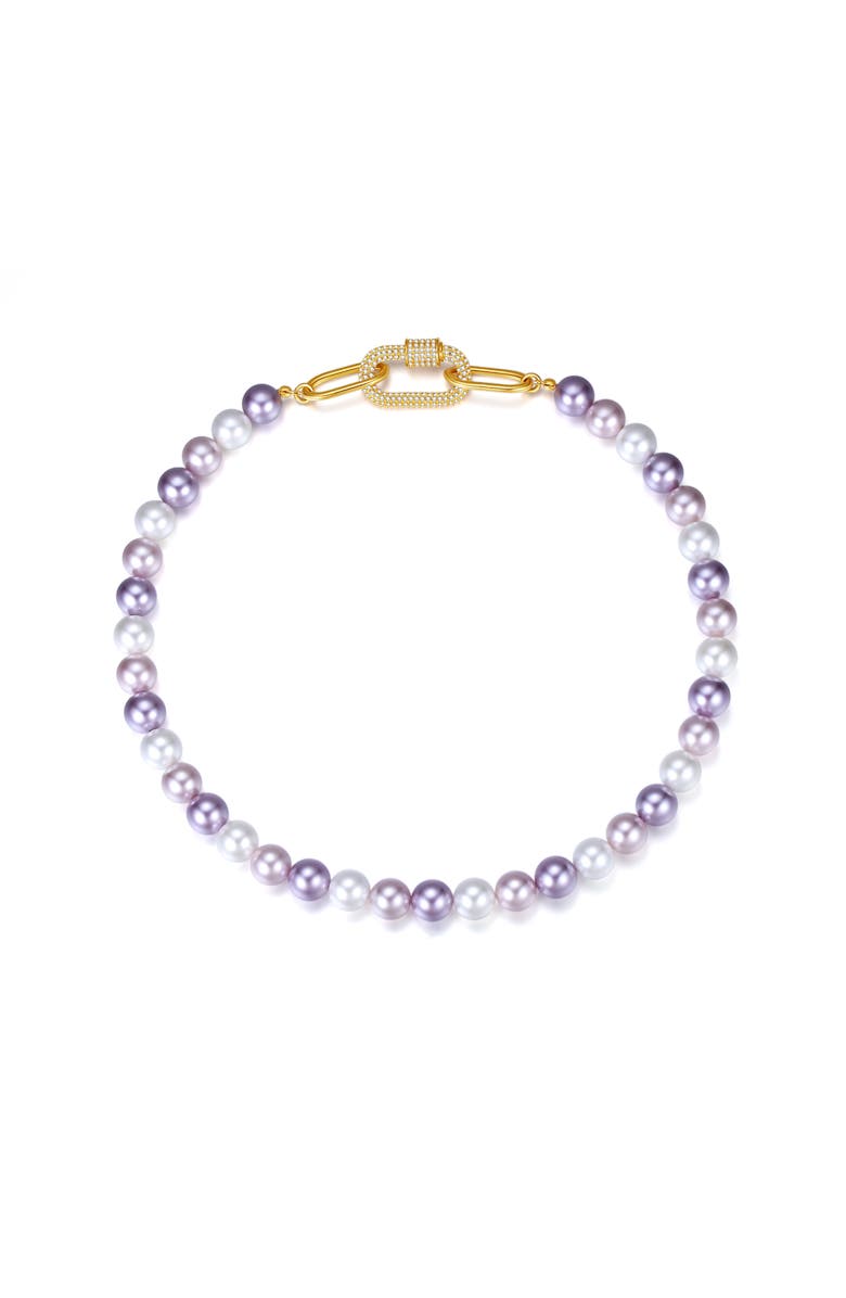 Classicharms Shell Pearl Necklace with Gem-Encrusted Carabiner Lock, Main, color, Purple