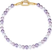 Classicharms Shell Pearl Necklace with Gem-Encrusted Carabiner Lock
