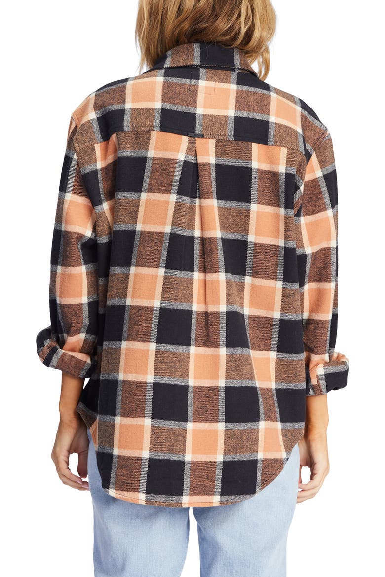 So Stoked Oversize Plaid Flannel Shirt, Alternate, color, TAN