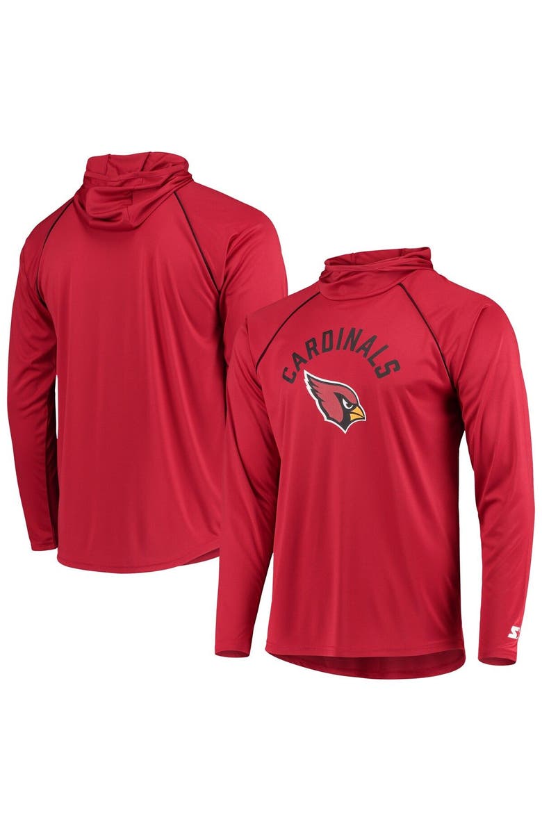 STARTER Men's Starter Cardinal Arizona Cardinals Raglan Long Sleeve Hoodie T-Shirt, Main, color, Cardinal