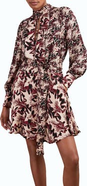 Reiss Lora Floral Print Tie Waist Dress