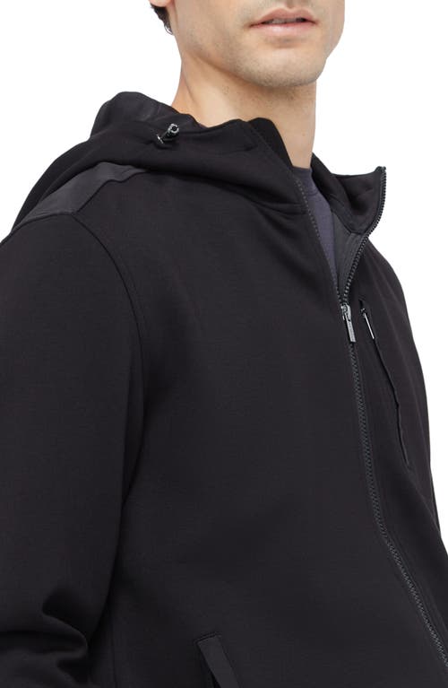 Bugatchi Hooded Long Sleeve Knit Top In Black
