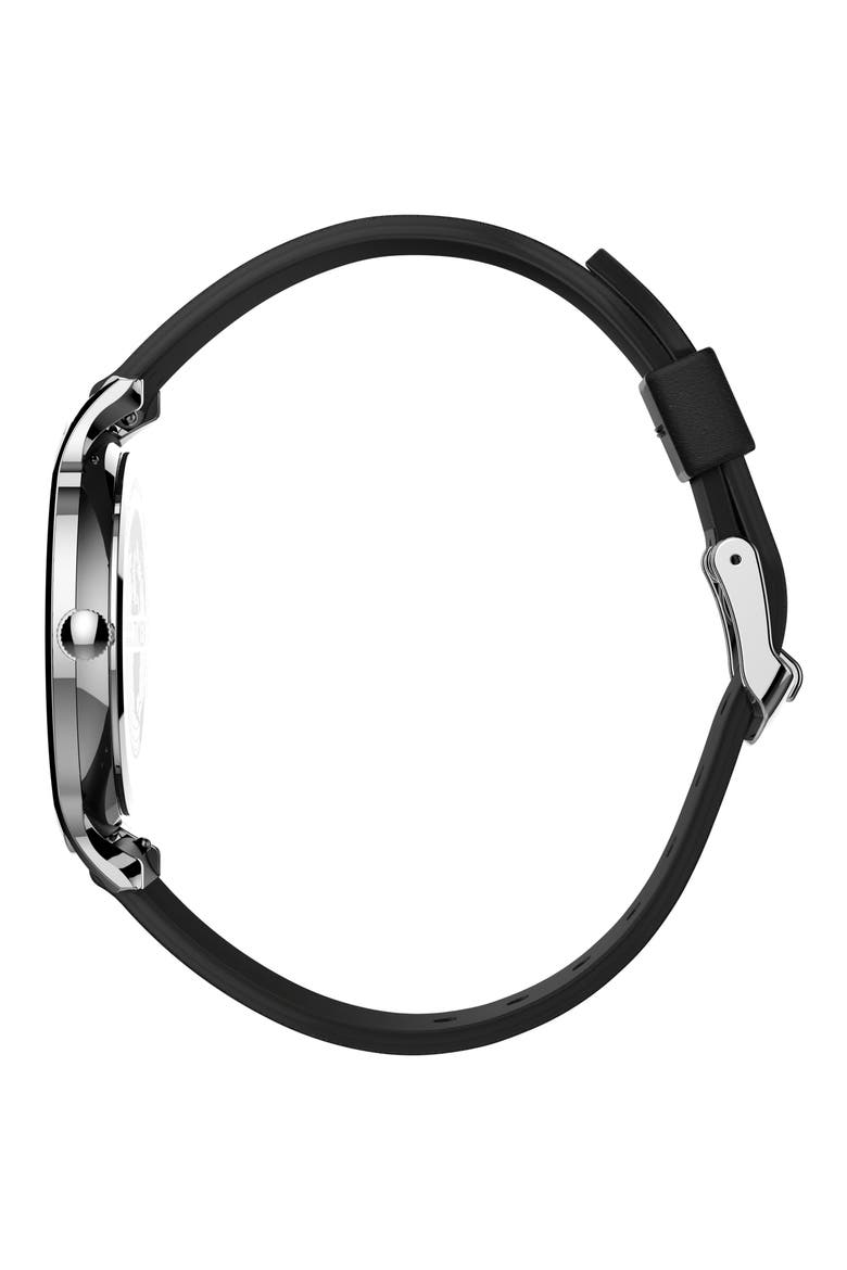 Norway Leather Strap Watch, 40mm, Alternate, color, BLACK/ WHITE/ SILVER