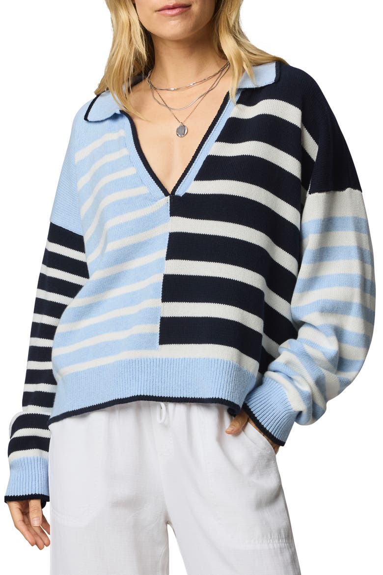 Arden Stripe Polo Sweater, Main, color, NAVY BLUE/ SEA BREEZE/ WHITE