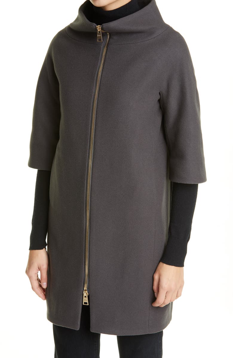 Herno Wool Blend Cocoon Coat with Removable Sleeves & Bib, Alternate, color, 