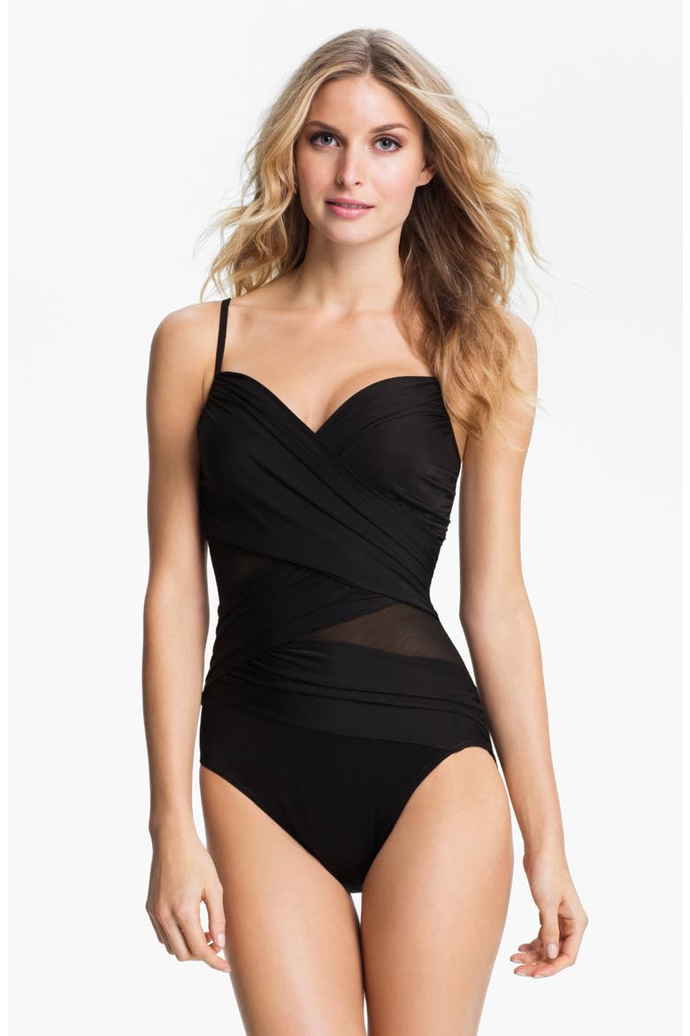 'Curve Appeal Mystify' Tank Swimsuit, Main, color, BLACK TONES
