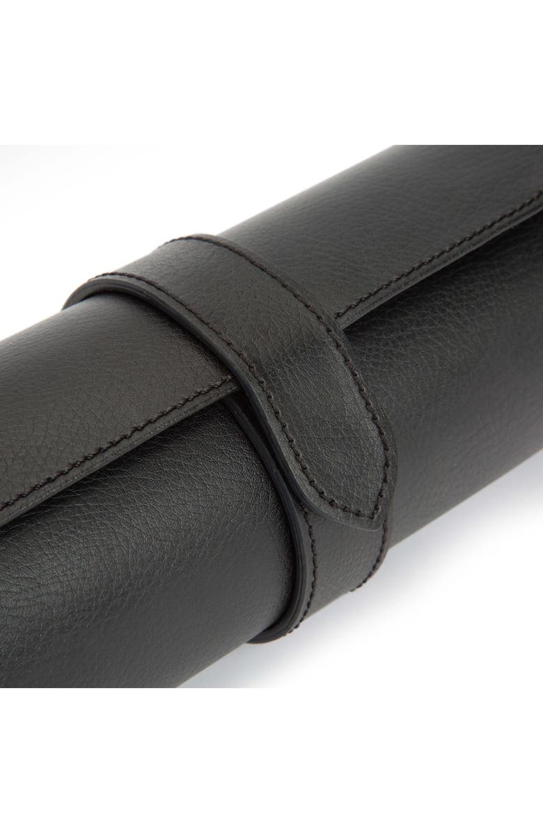 WOLF Black Leather Watch Roll, Alternate, color, 